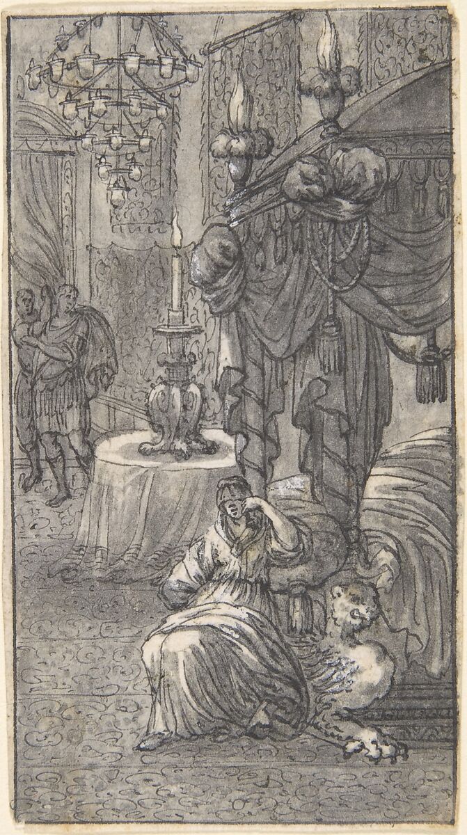 Designs for Book Illustrations, Anonymous, Netherlandish, 16th century, Pen and black ink, brush and gray wash.  Some traces of black chalk. Some incised for transfer.