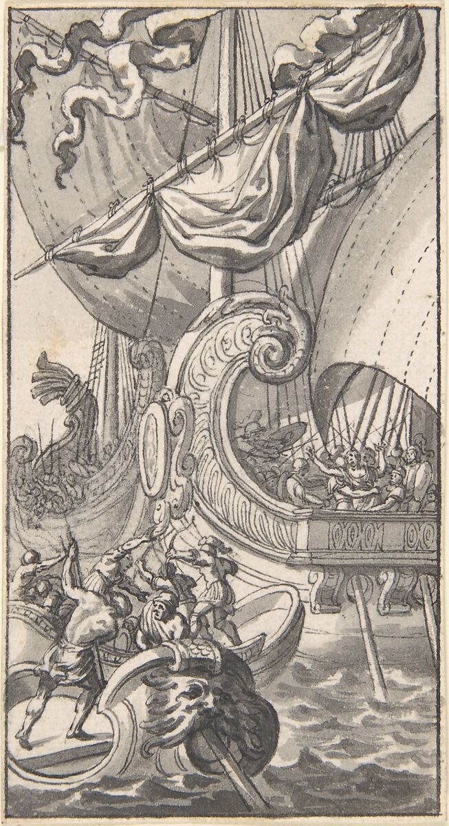 Designs for Book Illustrations, Anonymous, Netherlandish, 16th century, Pen and black ink, brush and gray wash.  Some traces of black chalk. Some incised for transfer.