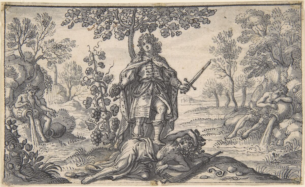 Designs for Book Illustrations, Anonymous, Netherlandish, 16th century, Pen and black ink, brush and gray wash.  Some traces of black chalk. Some incised for transfer.