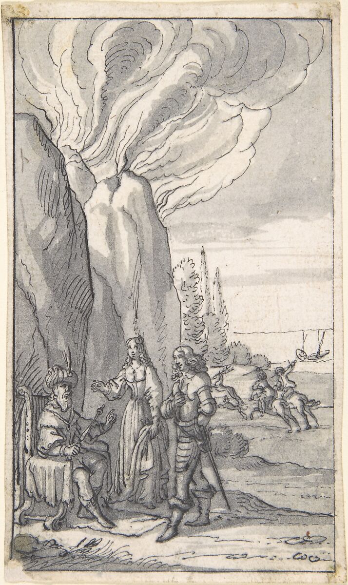 Designs for Book Illustrations, Anonymous, Netherlandish, 16th century, Pen and black ink, brush and gray wash.  Some traces of black chalk. Some incised for transfer.