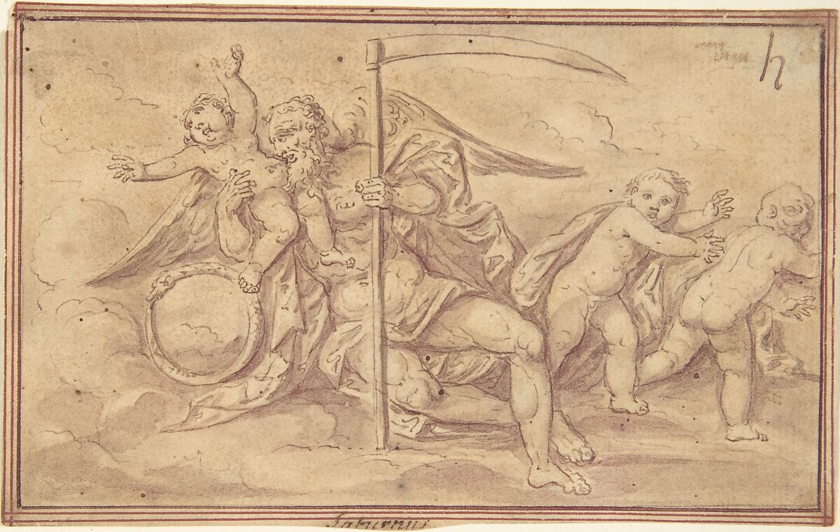 Drawings of the Zodiac, Anonymous, Netherlandish, 16th century, Pen and brown ink, brush and brown and purple wash.  Framing lines in purple and red inks.