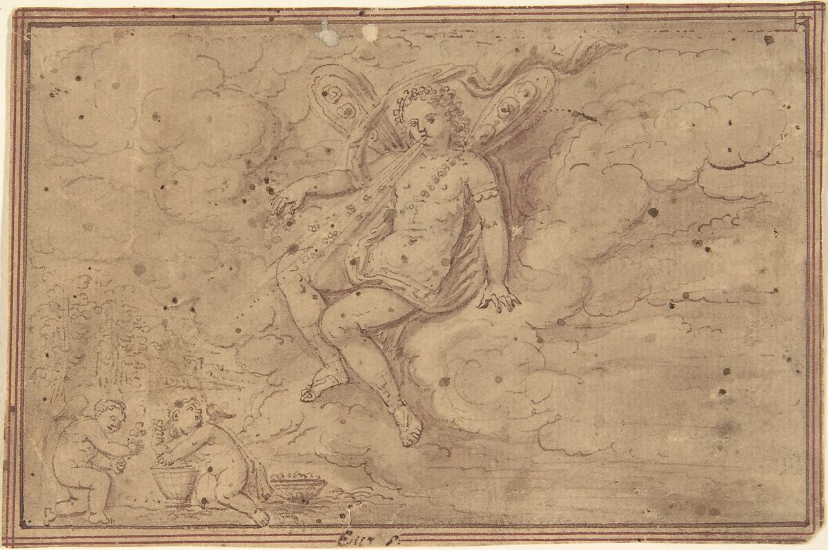 Drawings of the Zodiac, Anonymous, Netherlandish, 16th century, Pen and brown ink, brush and brown and purple wash.  Framing lines in purple and red inks.