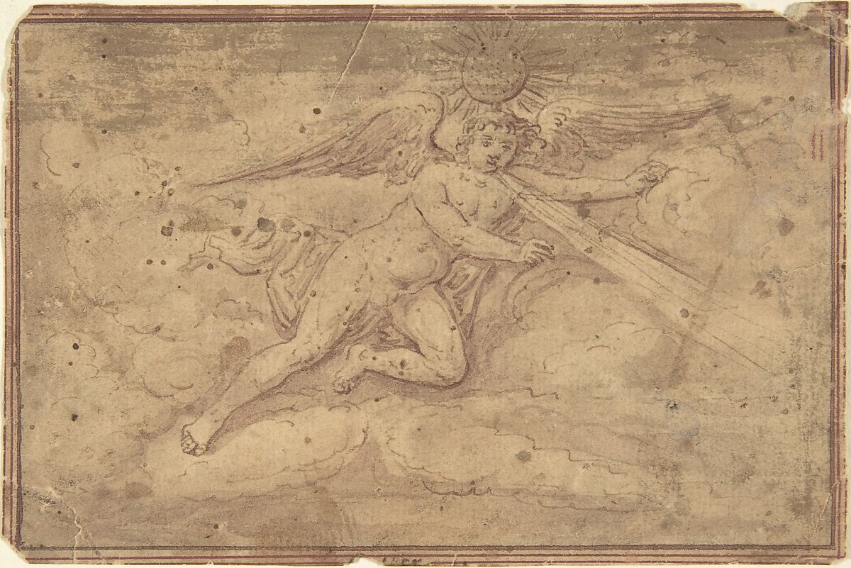 Drawings of the Zodiac, Anonymous, Netherlandish, 16th century, Pen and brown ink, brush and brown and purple wash.  Framing lines in purple and red inks.