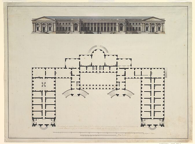 North Elevation and Ground Plan of the Alexander Palace at Tsarskoe Selo