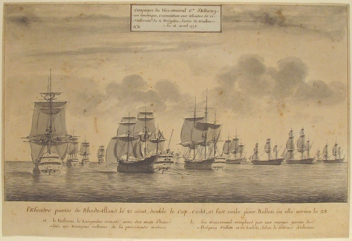 Campagne du Vice-amiral Cte d'Estaing, Pierre Ozanne (French, Brest 1737–1813 Brest), Pen and gray and brown ink with brush and gray wash