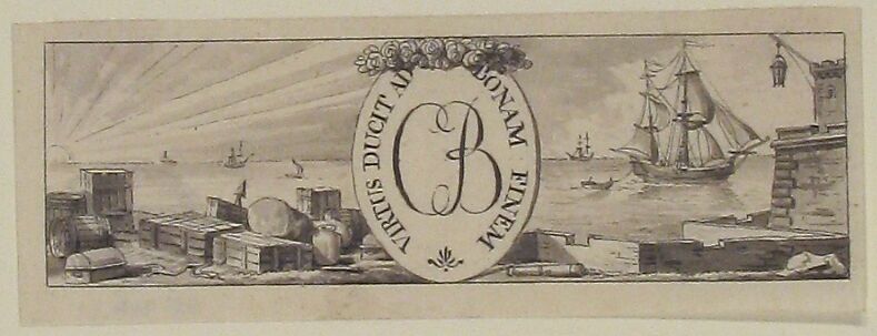Design for a Vignette: Harbor Scene, Charles Percier (French, Paris 1764–1838 Paris), Pen and black ink with brush and gray wash