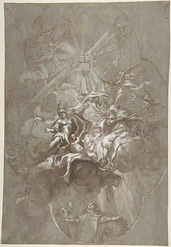 Ceiling Design with the Glorification of the Name of Jesus (recto); Aurora and Cephalus (verso)