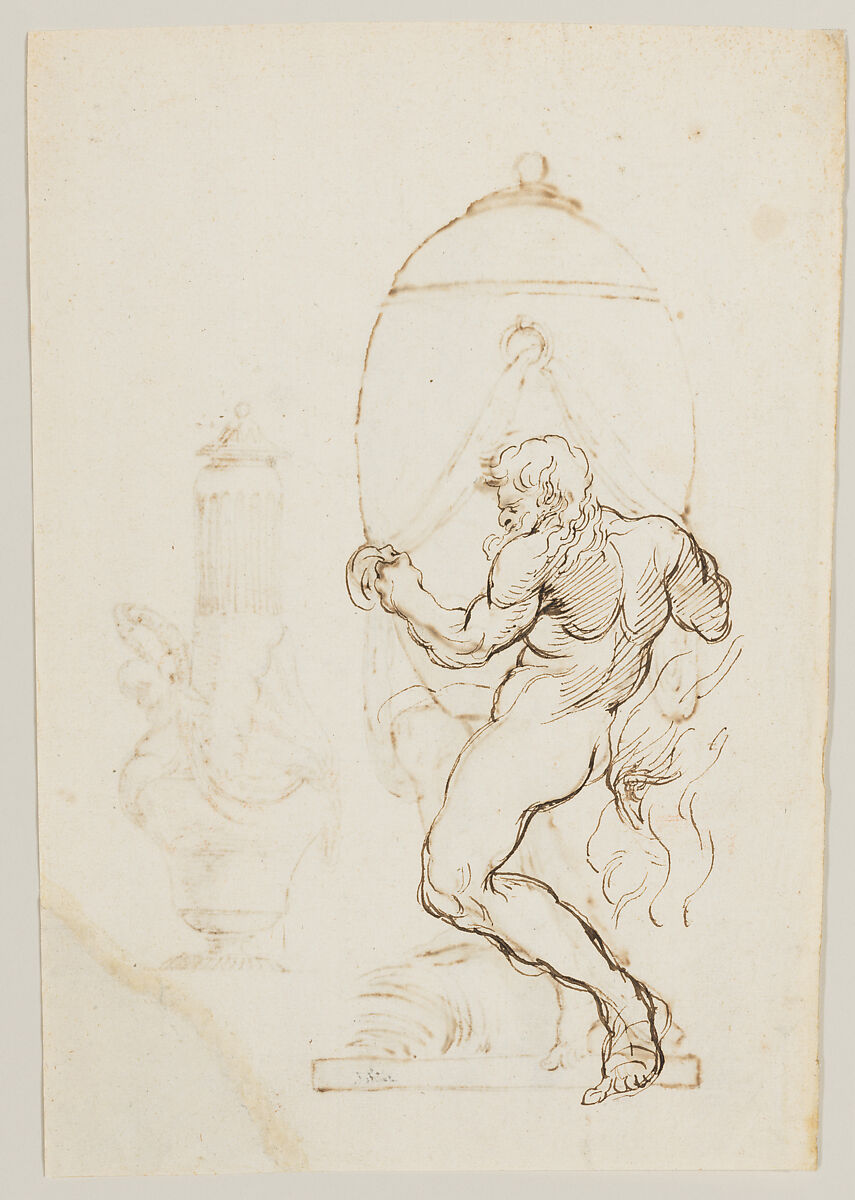 Two Designs for Vases (recto); Variant Design for a Vase (verso), Ennemond Alexandre Petitot (French, Lyons 1727–1801 Parma), Pen and brown ink, brush and brown wash, over black chalk underdrawing (recto); pen and brown ink (verso)