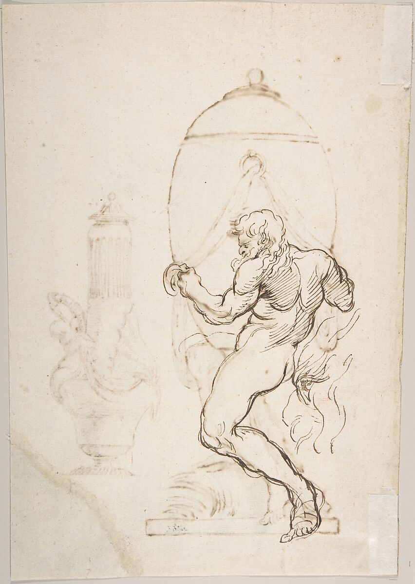 Two Designs for Vases (recto); Variant Design for a Vase (verso), Ennemond Alexandre Petitot (French, Lyons 1727–1801 Parma), Pen and brown ink, brush and brown wash, over black chalk underdrawing (recto); pen and brown ink (verso)