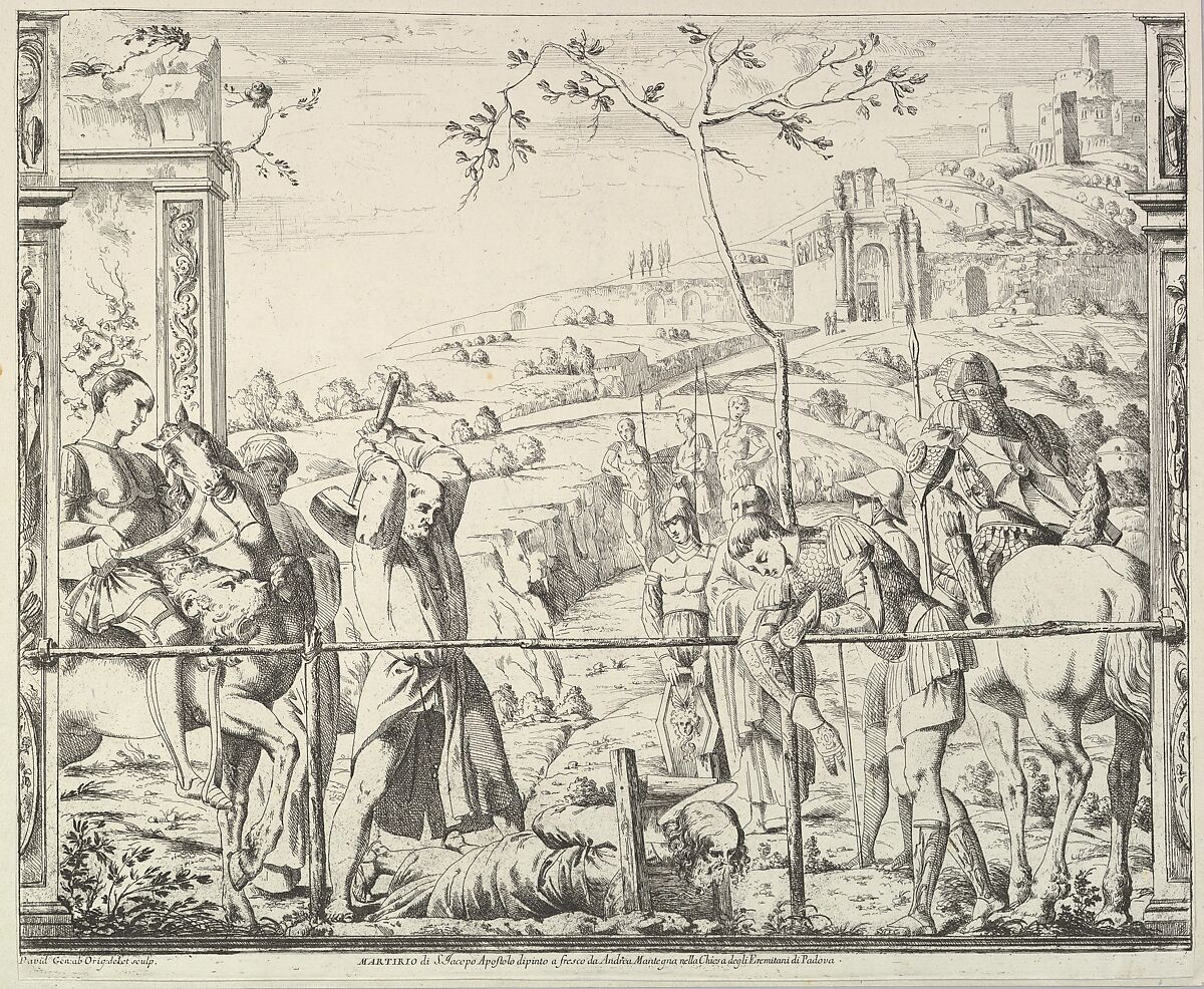The Martyrdom of Saint James, from "The Story of Saints James and Christopher in the Eremitani Chapel", Giovanni David (Italian, Cabella Ligure 1749–1790 Genoa), Etching; second state of two 