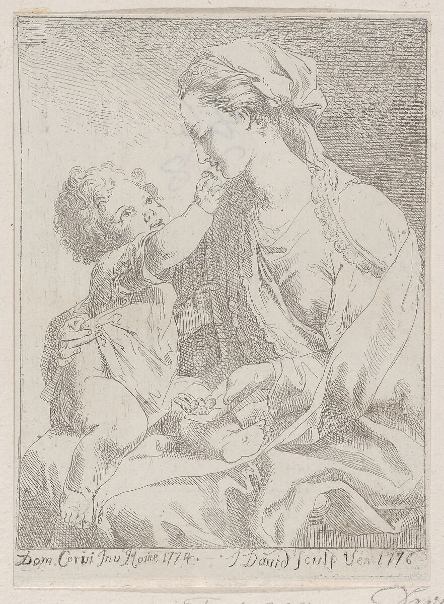 Virgin and Child, Giovanni David (Italian, Cabella Ligure 1749–1790 Genoa), Etching 