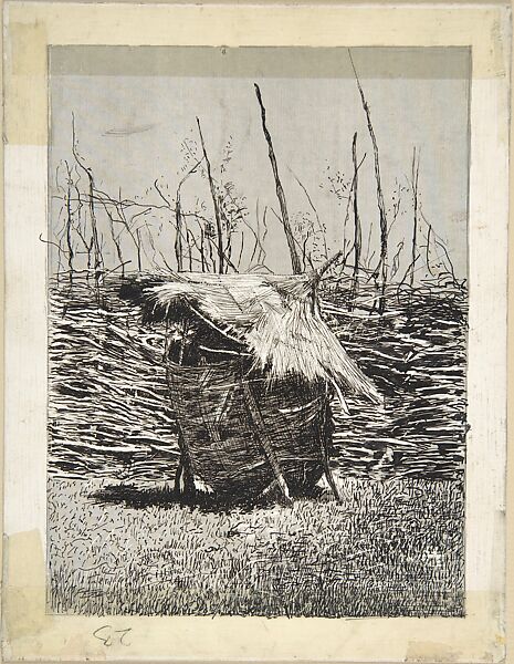 Sketches of Andrée Bonnard, the dog Ravageau, Claude Terrasse and, at lower left, the artist, himself (recto); A Grass Hut before a Wattled Fence (verso), Pierre Bonnard (French, Fontenay-aux-Roses 1867–1947 Le Cannet), Pen and ink