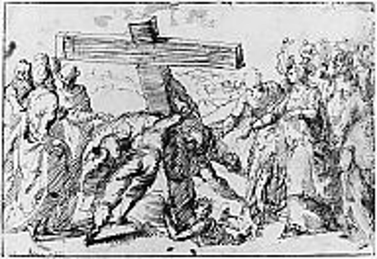 The Discovery of the True Cross, Bernardo Strozzi (Italian, Genoa 1581–1644 Venice), Pen and brown ink, over leadpoint or black chalk; framing lines in pen and darker brown ink