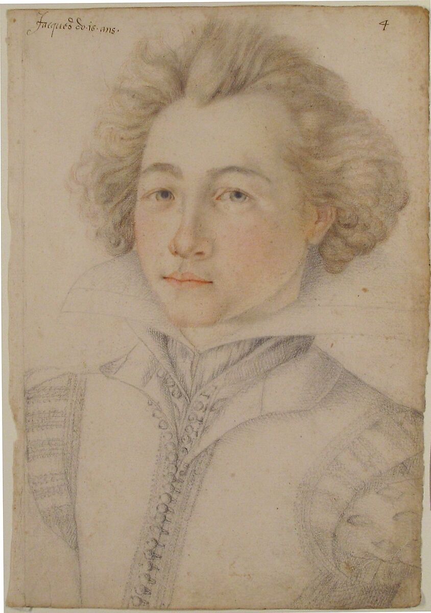 Portrait of Jacques d'O, Anonymous, French, 16th century, Black, red, and brown chalk