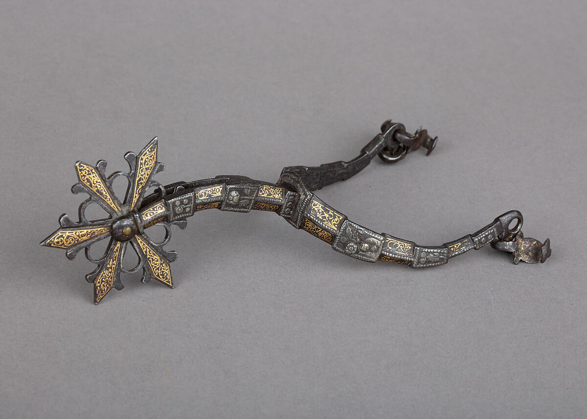 Rowel Spur (Right), Iron alloy, gold, silver, British or German