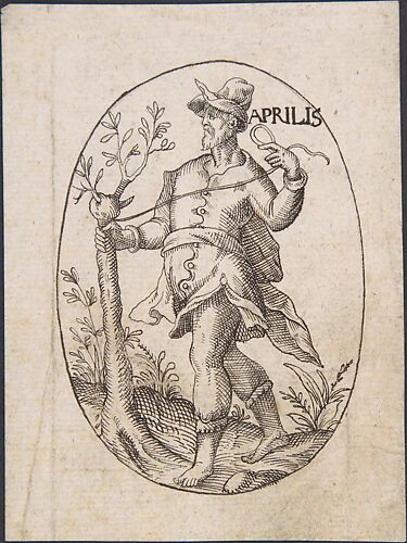 The Month of April: Man Grafting a Branch onto a Tree