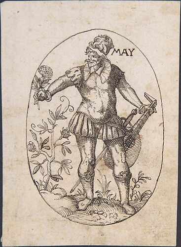 The Month of May: An Elegant Man Holding a Flower and Lute