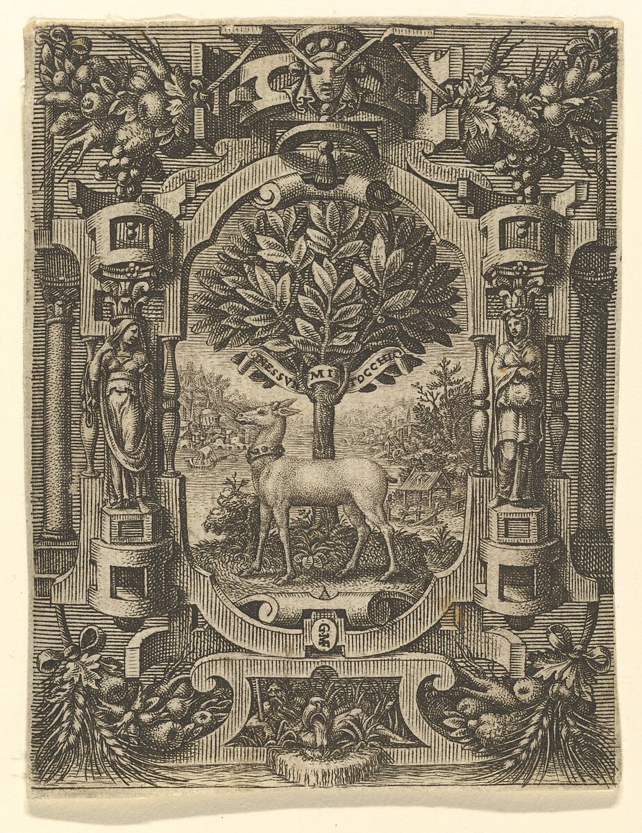 Emblem of Lucrezia Gonzaga, Giorgio Ghisi (Italian, Mantua ca. 1520–1582 Mantua), Engraving 