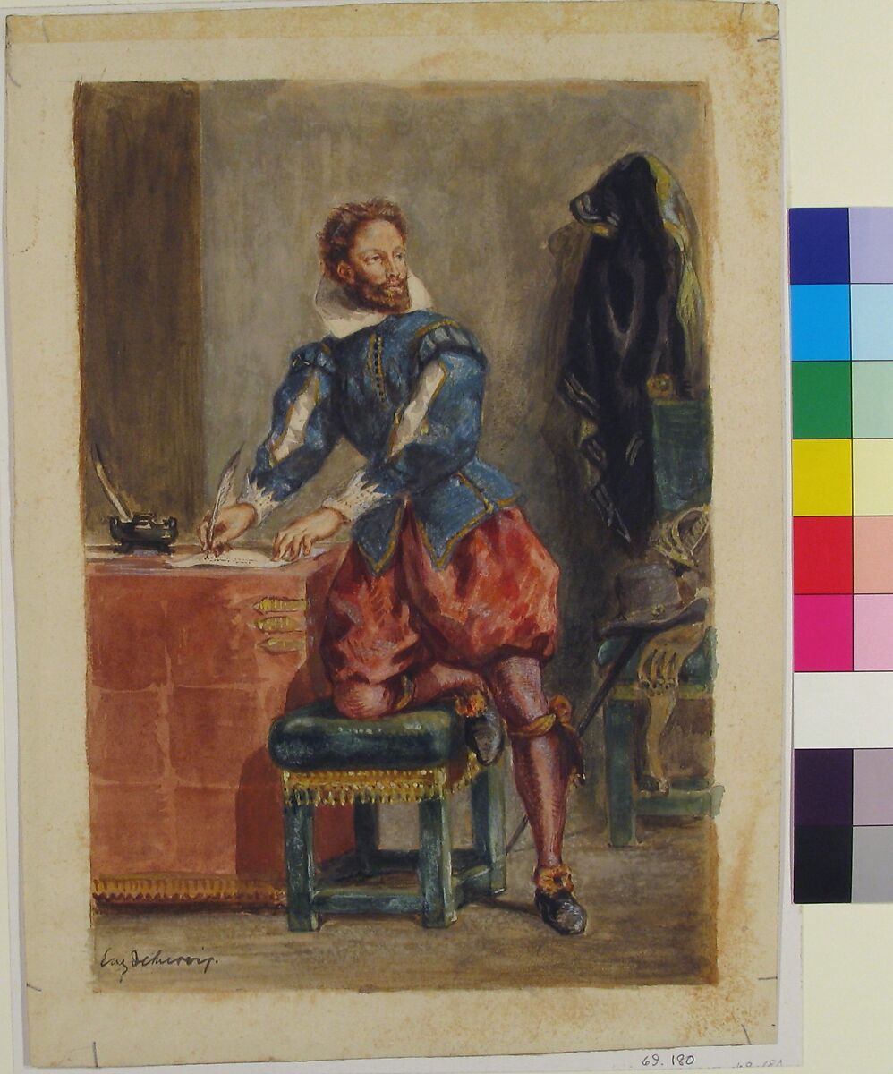 Mathurin Régnier, Eugène Delacroix (French, Charenton-Saint-Maurice 1798–1863 Paris), Watercolor and gouache over traces of graphite on wove paper