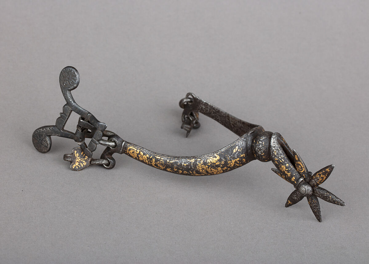 Rowel Spur, Iron alloy, gold, French 