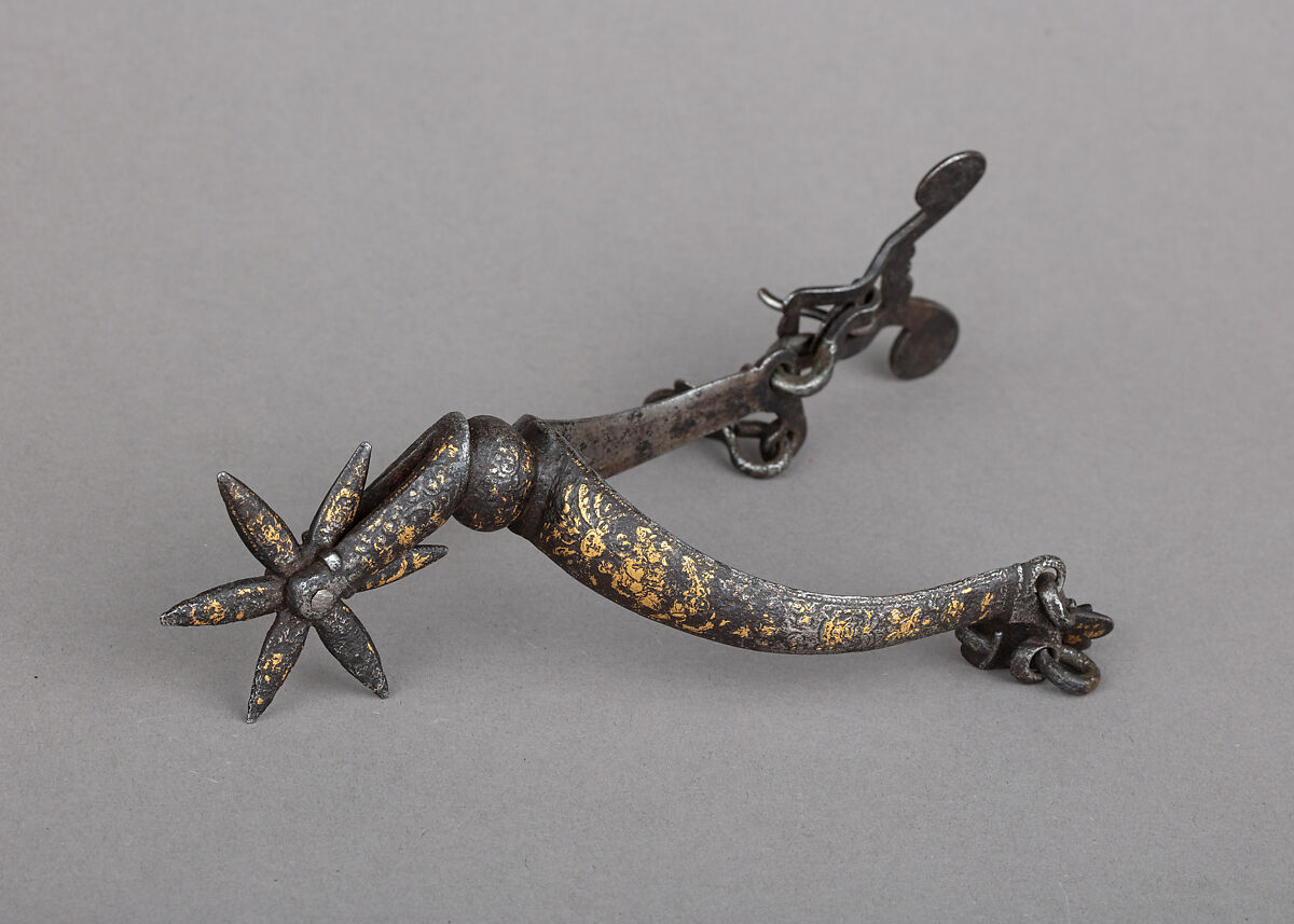 Rowel Spur, Iron alloy, gold, French