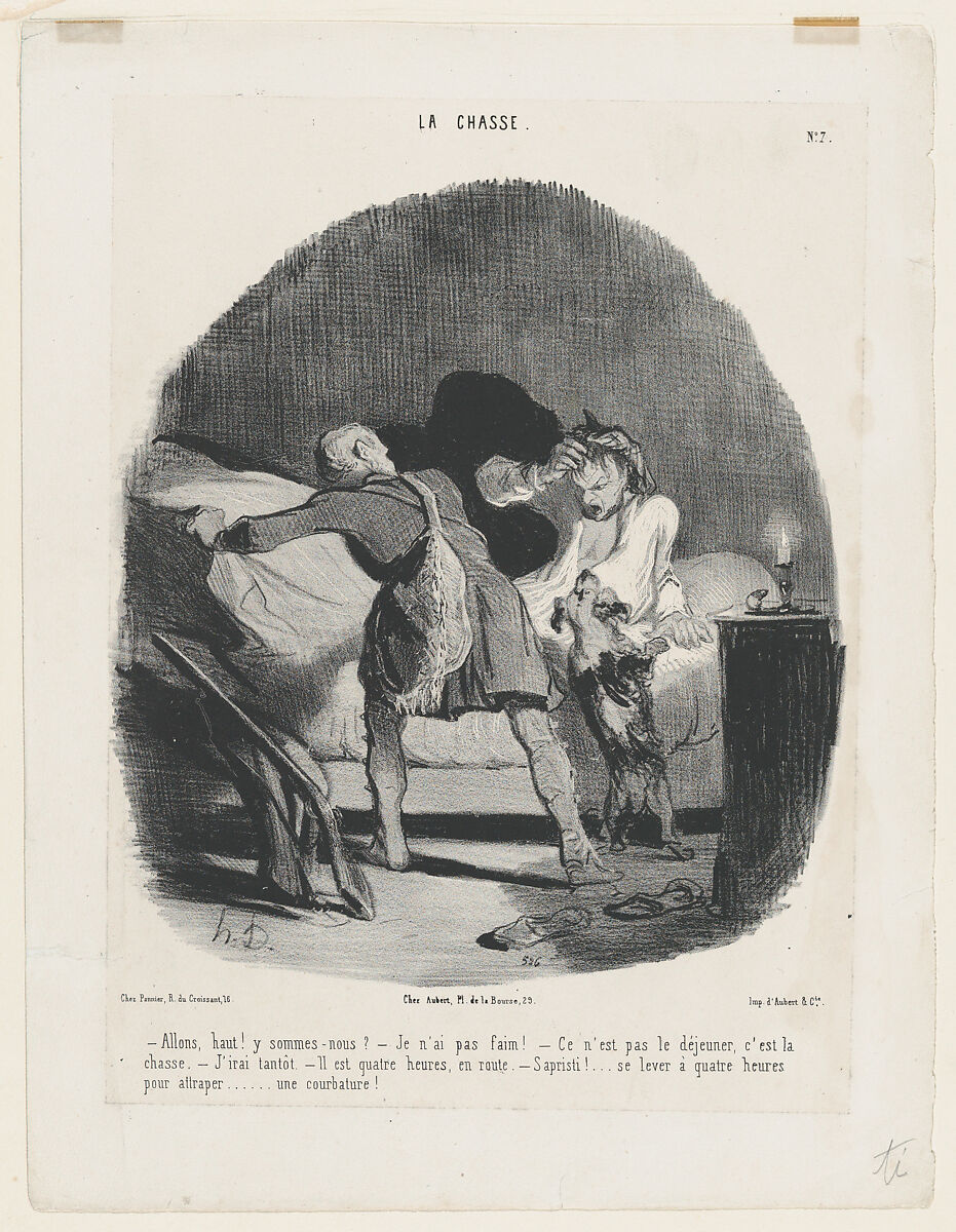 Allons haut! Y sommes-nous? . . . from La Chasse, published in Le Charivari, November 11, 1843, Honoré Daumier (French, Marseilles 1808–1879 Valmondois), Lithograph; third state of four (Delteil) 