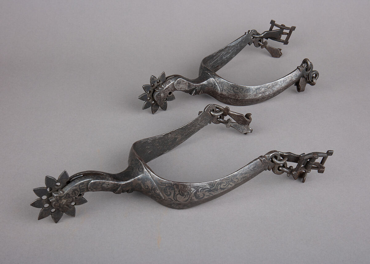 Pair of Rowel Spurs, Iron alloy, German or Spanish 