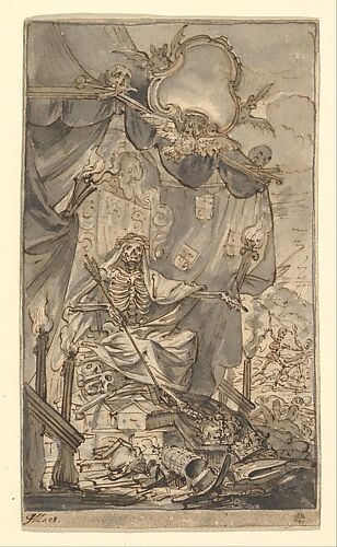 Death on a Canopied Throne (Design for a Title Page)