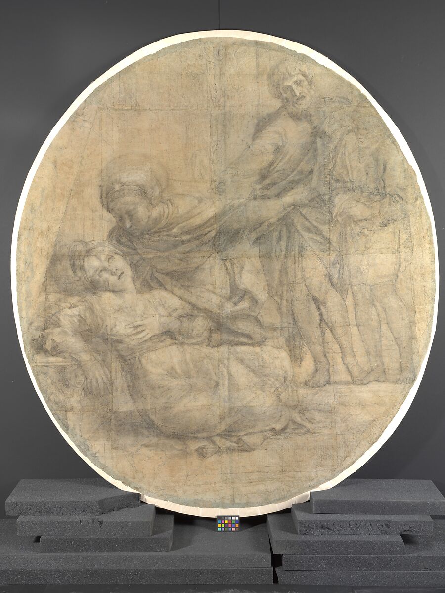 The Martyrdom of Saint Cecilia (Cartoon for a Fresco), Domenichino (Domenico Zampieri) (Italian, Bologna 1581–1641 Naples), Charcoal highlighted with white chalk