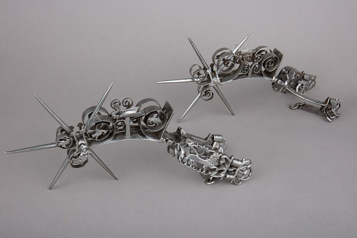 Pair of Rowel Spurs, Iron alloy, Mexican