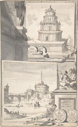 Reconstruction of the Mausoleum of Hadrian (above) and a View of the Castel S. Angelo (below)