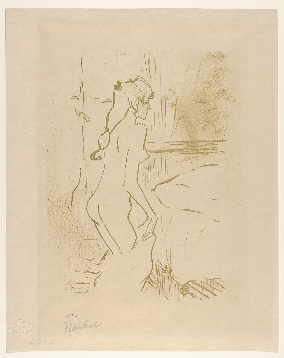 Study of a Woman, Henri de Toulouse-Lautrec (French, Albi 1864–1901 Saint-André-du-Bois), Brush and spatter lithograph printed in olive-green ink on japan paper; only state 
