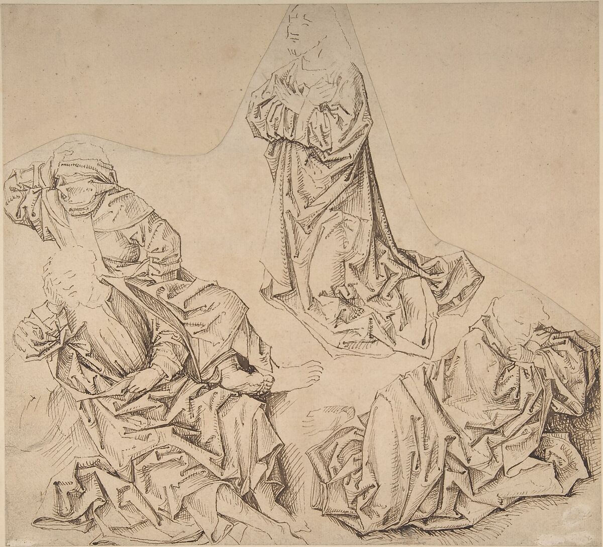 Christ in Gethsemane, Anonymous, German, 16th century  German, Pen and brown ink