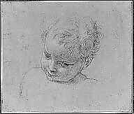 Bust-Length Study of a Child, Pompeo Batoni (Italian, Lucca 1708–1787 Rome), Black chalk, hightlighted with white chalk