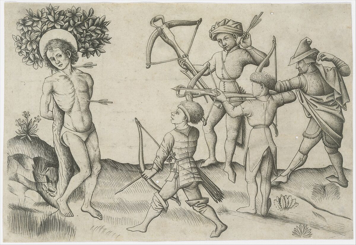 Saint Sebastian, Master of the Playing Cards  German, Engraving