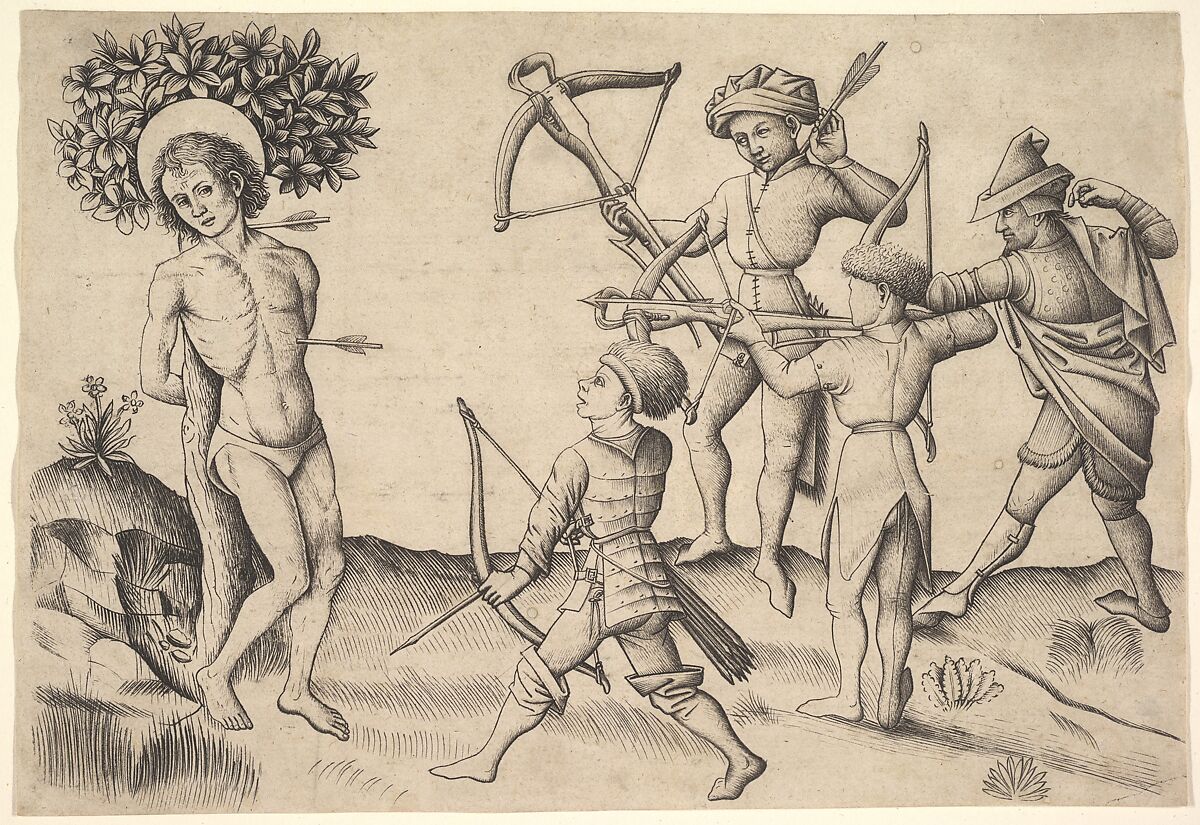 Saint Sebastian, attributed to Master of the Playing Cards (German, active ca. 1425–50), Engraving