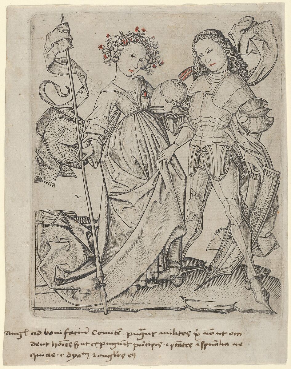 The Knight and the Lady, Master ES (German, active ca. 1450–67), Engraving 