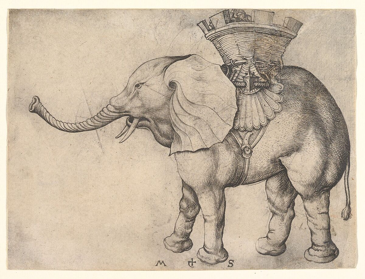 The Elephant, Martin Schongauer (German, Colmar ca. 1435/50–1491 Breisach), Engraving 