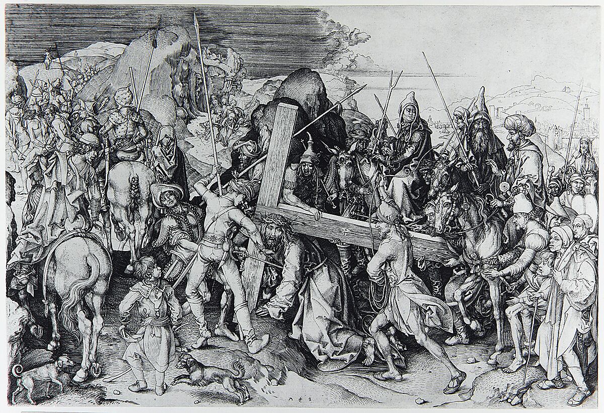 Christ Carrying the Cross, Martin Schongauer (German, Colmar ca. 1435/50–1491 Breisach), Engraving