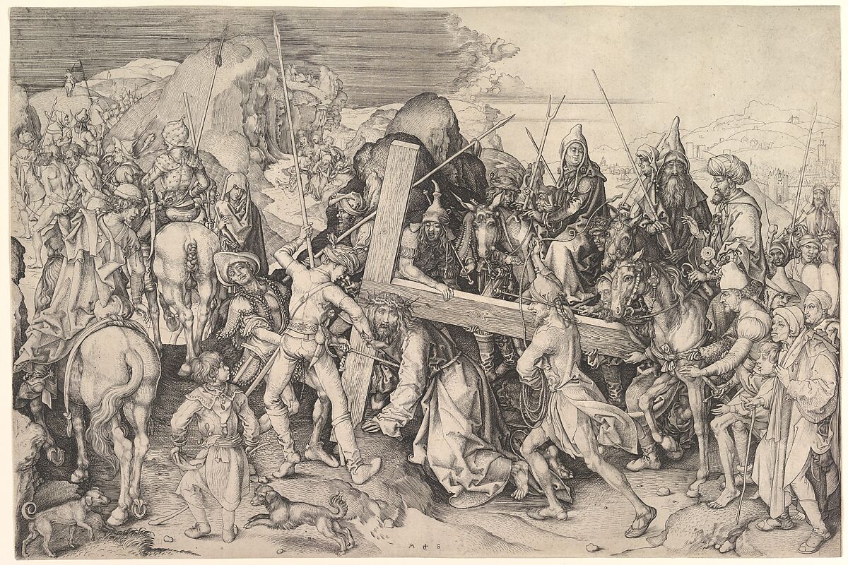 Christ Carrying the Cross, Martin Schongauer (German, Colmar ca. 1435/50–1491 Breisach), Engraving 