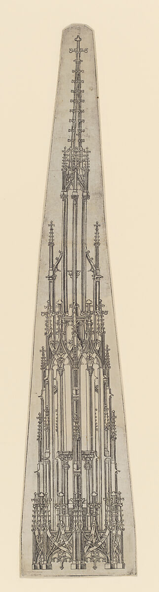 Elevation of a Gothic Pinnacle with a Hexagonal Plan, Wenzel von Olmutz (German, Moravian, active ca. 1481–1500), Engraving 