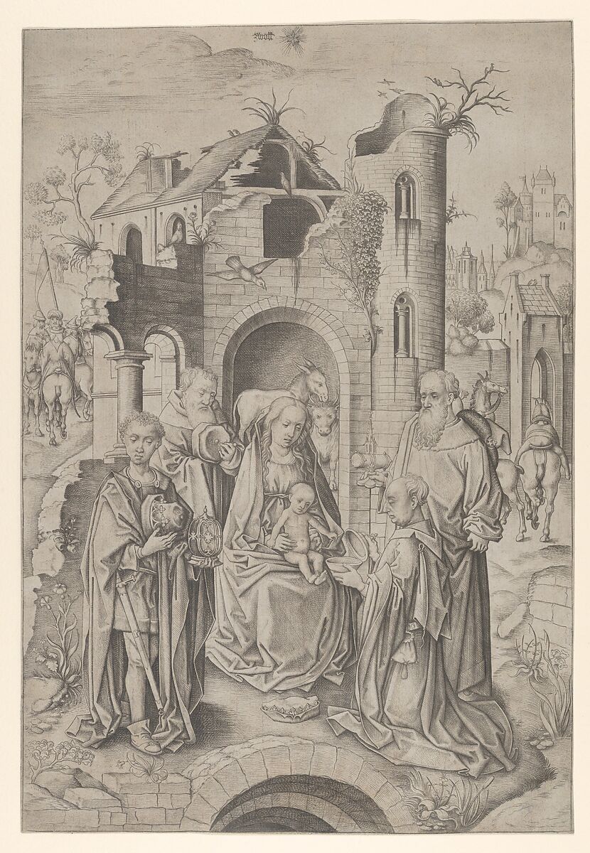 Adoration of the Magi, Master IAM of Zwolle (Netherlandish, active ca. 1470–95), Engraving 
