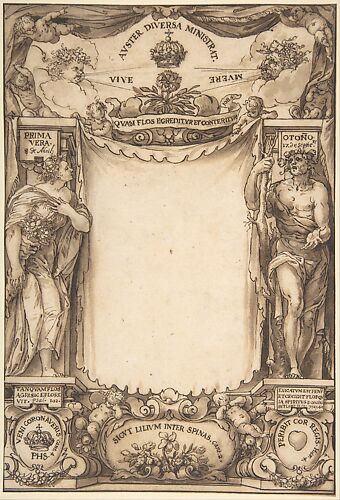 Drawing for the title page to the 'Descrpción de las honras' (related to the death of Philip IV)