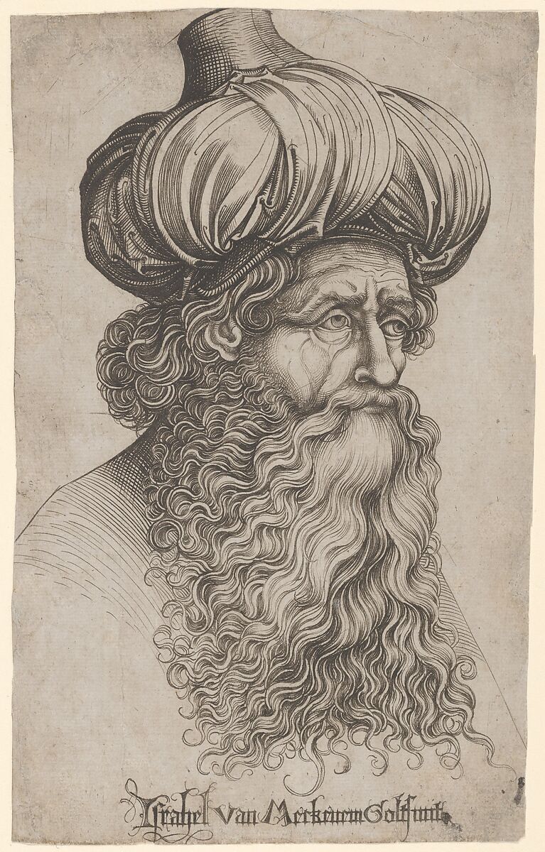 Head of an Elderly Man with a Long Beard and Turban, Israhel van Meckenem (German, Meckenem ca. 1440/45–1503 Bocholt), Engraving 