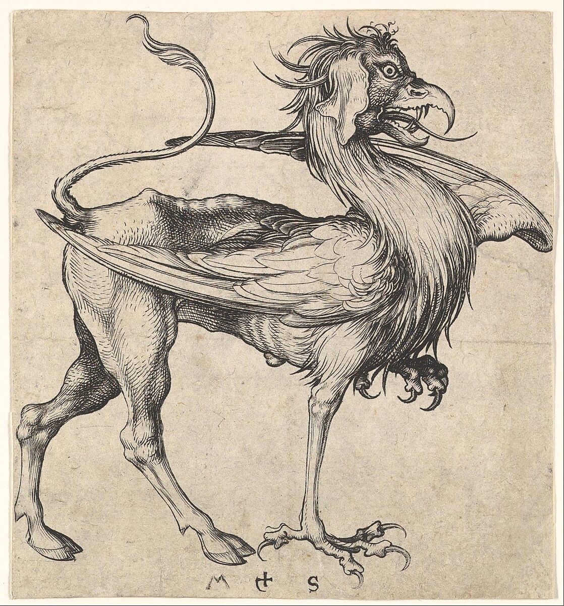 Griffin, Martin Schongauer (German, Colmar ca. 1435/50–1491 Breisach), Engraving 