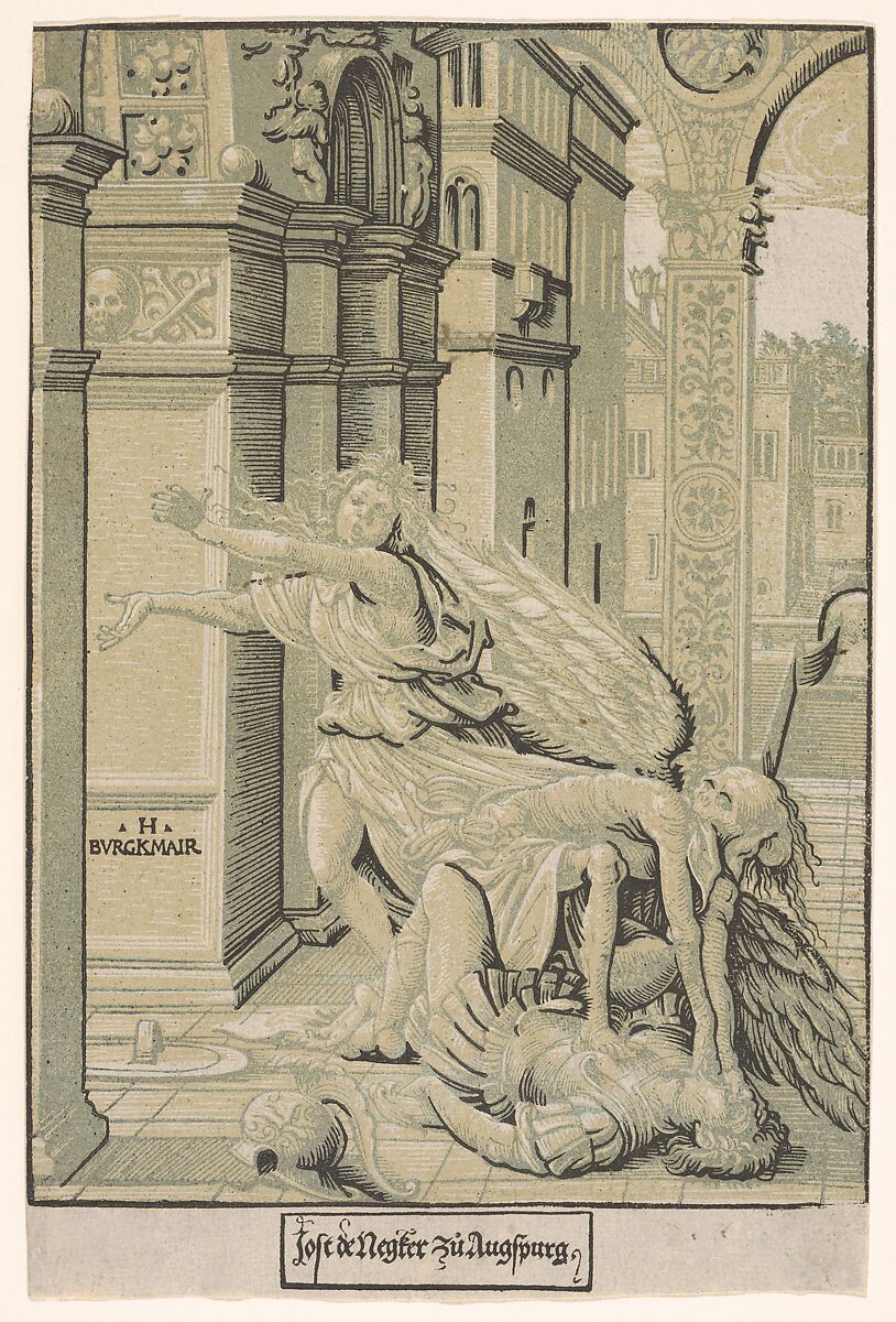 Lovers Surprised by Death, Hans Burgkmair (German, Augsburg 1473–1531 Augsburg), Chiaroscuro woodcut in three blocks; third state of three 