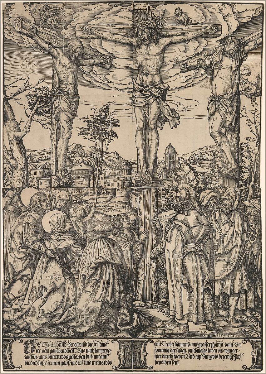The Crucifixion, Hans Burgkmair (German, Augsburg 1473–1531 Augsburg), Woodcut in eight blocks printed on eight sheets 