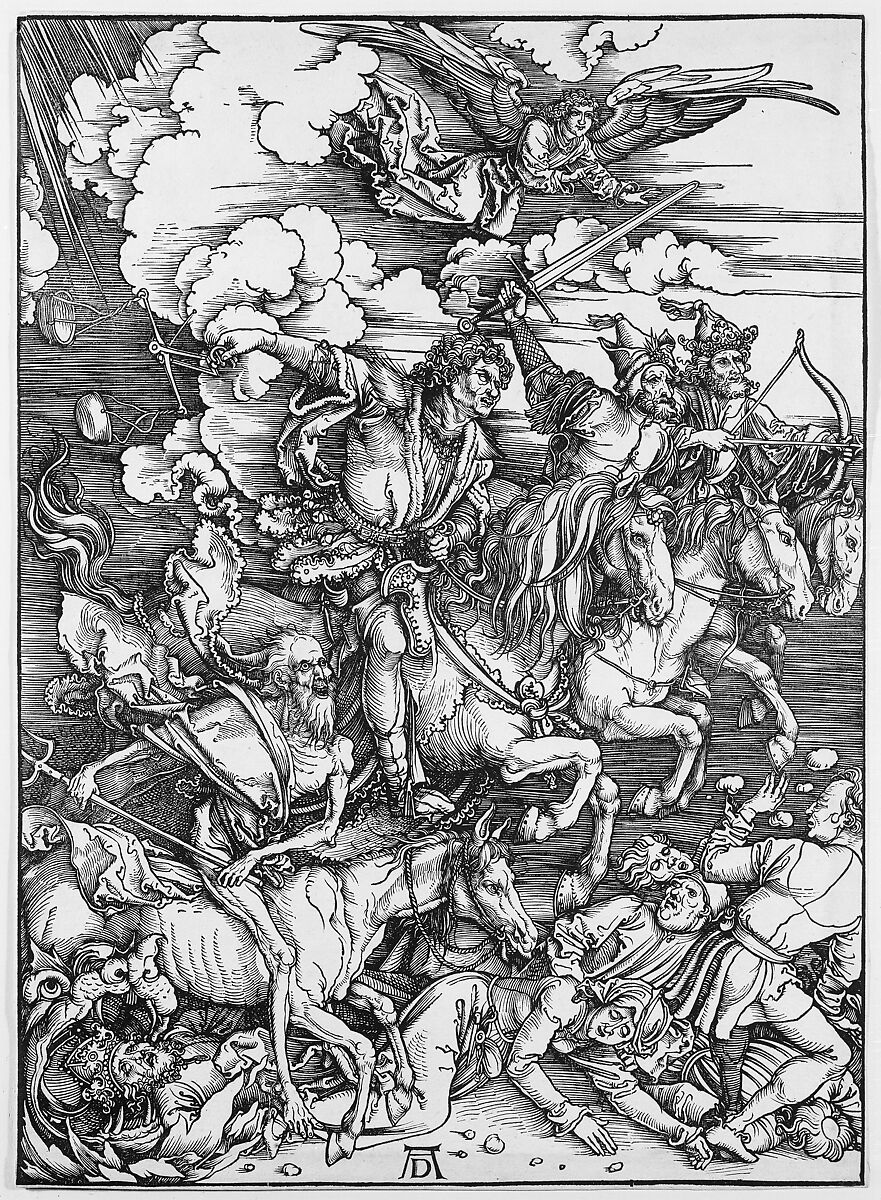 The Four Horsemen, from "The Apocalypse", Albrecht Dürer (German, Nuremberg 1471–1528 Nuremberg), Woodcut