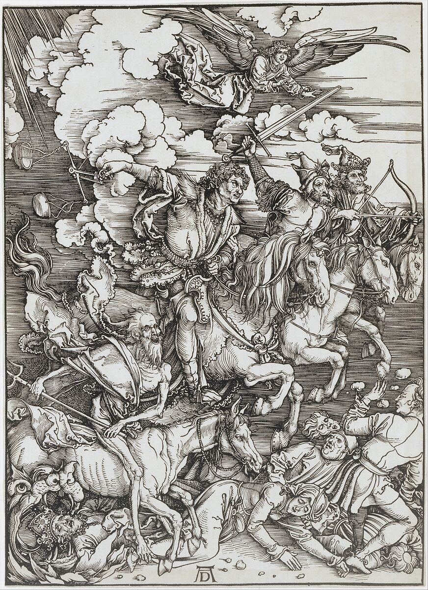 The Four Horsemen, from "The Apocalypse", Albrecht Dürer (German, Nuremberg 1471–1528 Nuremberg), Woodcut