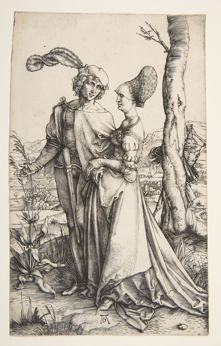 The Promenade, Albrecht Dürer (German, Nuremberg 1471–1528 Nuremberg), Engraving; first state of two 